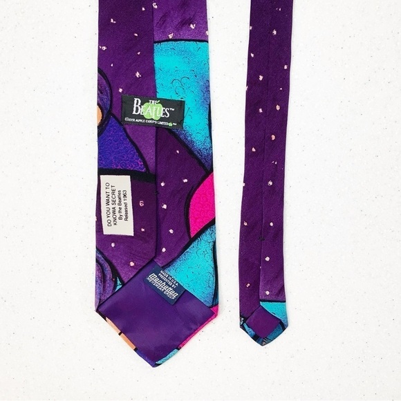 The Beatles Vintage 100% Silk ‘Do You Want To Know A Secret’ Purple Neck Tie - Picture 4 of 5